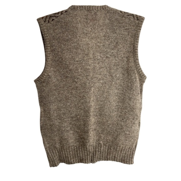VTG Robert Bruce Sweater Vest Herringbone Mens Medium Tan Brown Gray Made In USA - Picture 10 of 13
